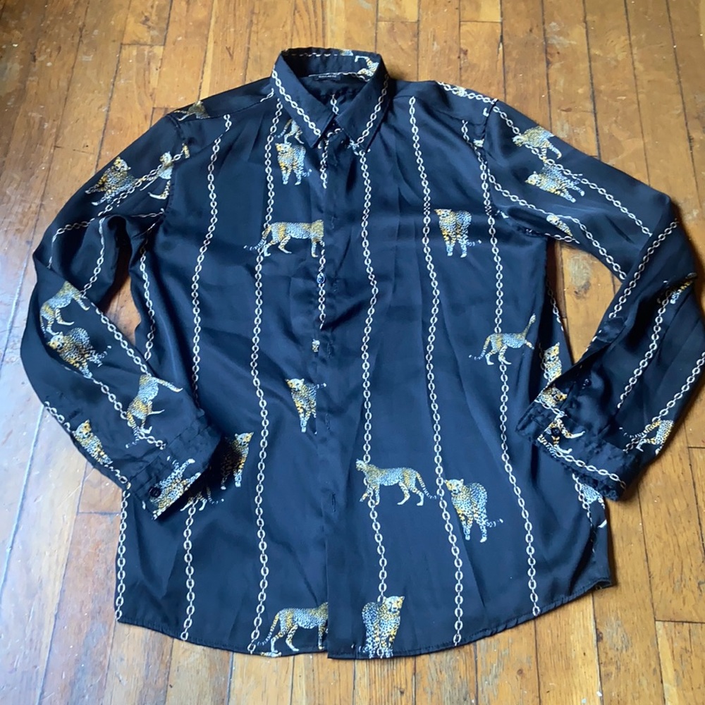 Mens Leopard Cheetah Zara Button Up